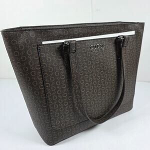 Guess Tote Bag Women Multi Logo Natural Brown Hensley Style AA888325